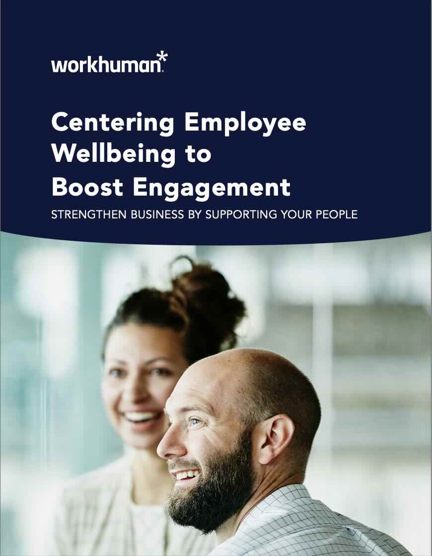 cover image for the report, "Centering Employee Wellbeing to Boost Engagement"