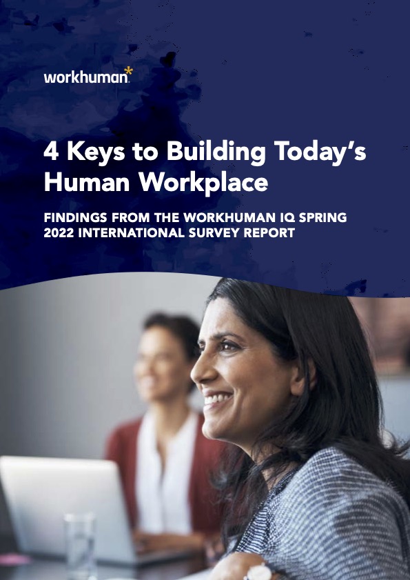 Cover image for the report, "4 Keys to Building a Human Workplace"