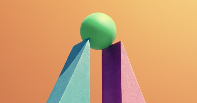 Illustration of a ball between to peaks.