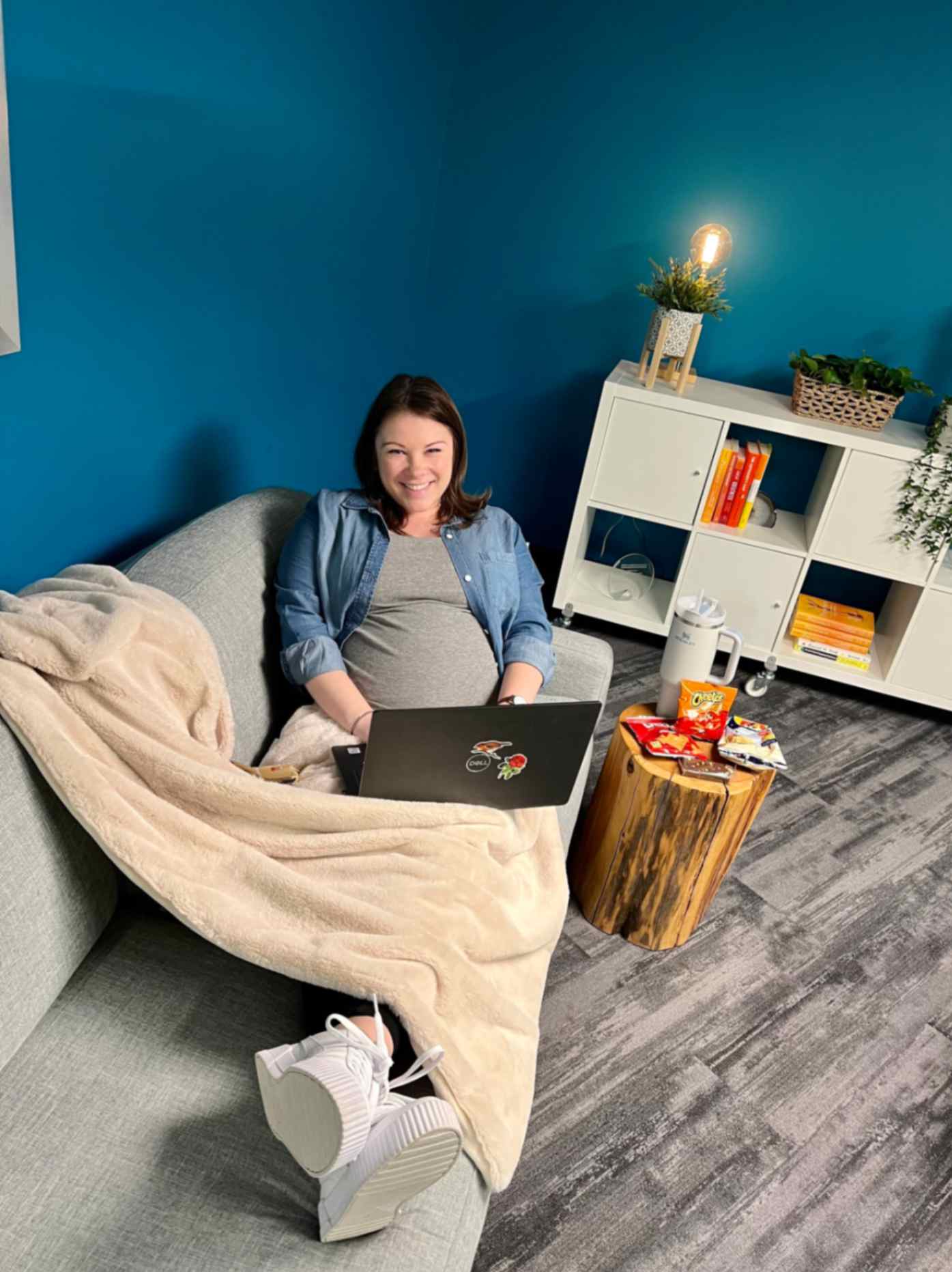 Lauren working in our wellness room