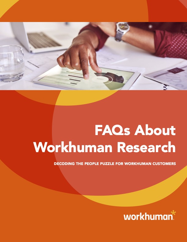 cover image for the report, "FAQs About Workhuman Research"