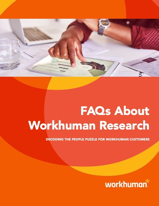 cover image for the report, "FAQs About Workhuman Research"